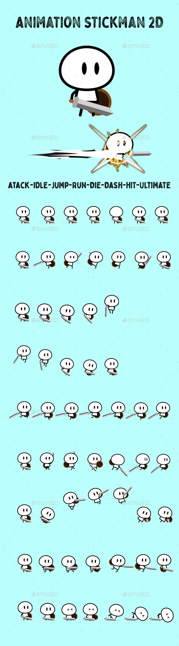Graphics: 2d Adventure Animation Character Side Scroll Sprite Stickman