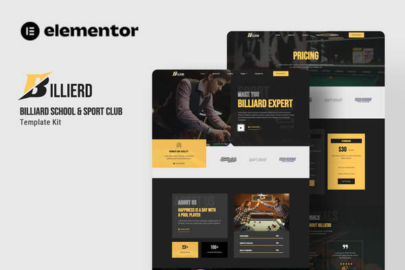 Billierd –  Billiard School & Sport Club Elementor Template Kit