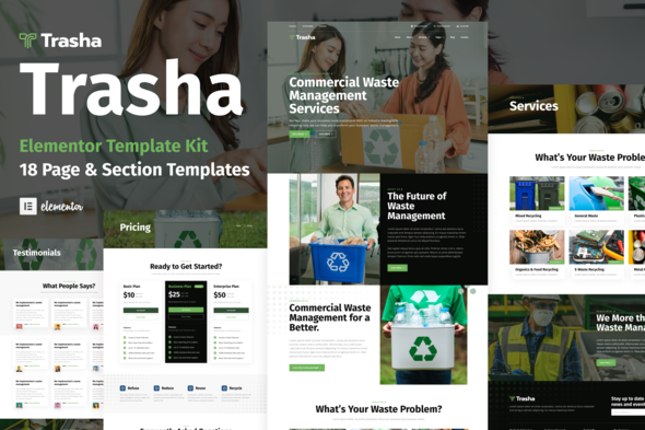 Trasha - Waste Management & Recycling Service Elementor Template Kit