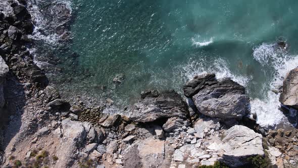 Aerial View Sea Near Coast  Closeup Coastal Seascape