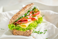 Delicious and homemade sandwich with ham, cheese and chive. - PhotoDune Item for Sale