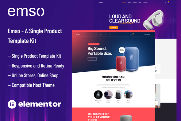 Emso - A Single Product  Elementor Template Kit