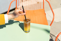 Iced bumble Coffee drink on summer terrace.  - PhotoDune Item for Sale