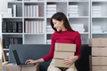 Small businesses SME owners female entrepreneurs check online orders to prepare to pack the boxes - PhotoDune Item for Sale