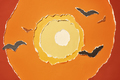 Layers of colored paper with torn edges. Birds in front of sun. Abstract background in warm colors. - PhotoDune Item for Sale