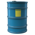 Isolated Blue Barrel with a Warning Sign.  - PhotoDune Item for Sale