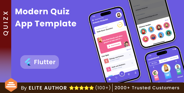 Modern Quiz Solo App + Multiplayer quiz app + 1vs1 quiz App Template | Flutter | QuizX