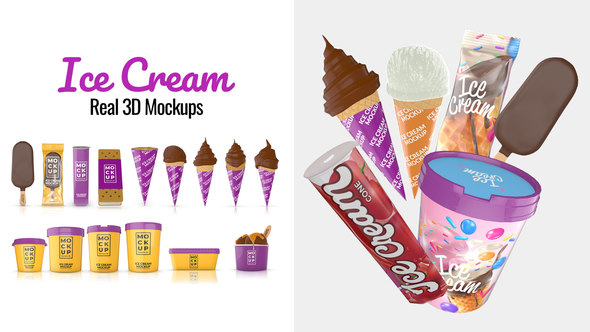 Ice Cream Real 3D Mockups