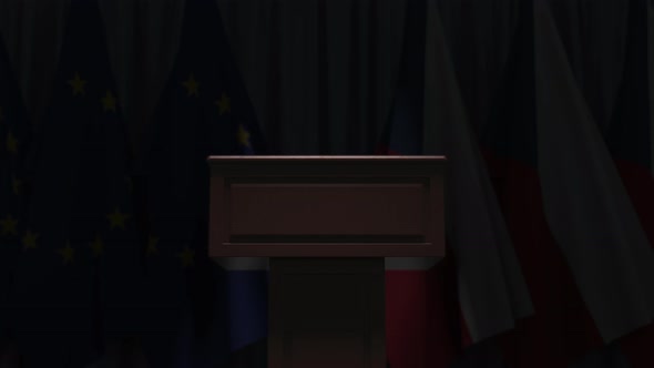 Many Flags of the Czech Republic and the European Union alt