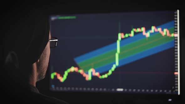 A Trader Studies Stock Market Charts or Cryptocurrencies