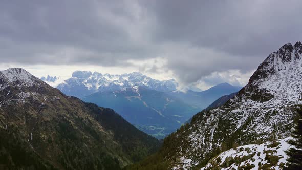 Snow Mountains in Clouds Landscape in Alps