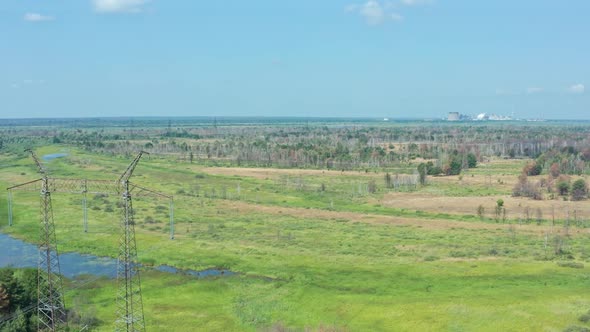 Aerial of Chernobyl Zone and Pripyat City