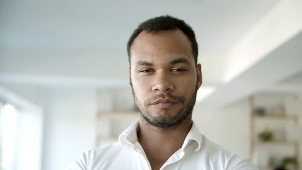 Front View of Confident African American Man Looking at Camera