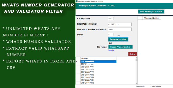 Whats Number Generator and Filter Pro