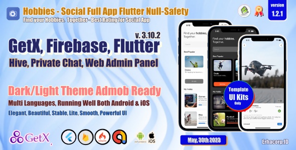 Hobbies – Social Template Flutter UI Kits with GetX | Hive | Dual Themes