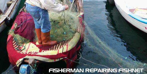 Fisherman Repairing Fishnets