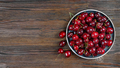 Fresh Red Ripe Sweet Cherry With Water Drops On Plate On Brown Wooden Background. - PhotoDune Item for Sale