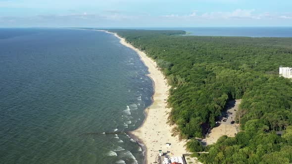 Curonian Spit Wth Baltic Sea Coastline on Sunset