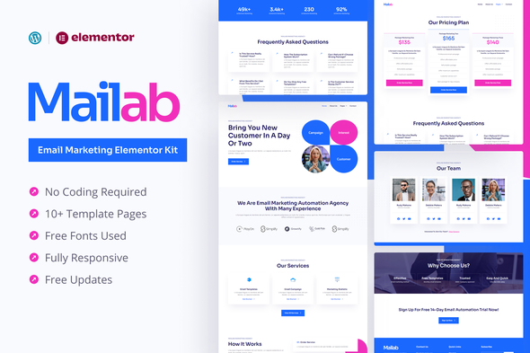 Mailab - Email Marketing Elementor Pro Template Kit