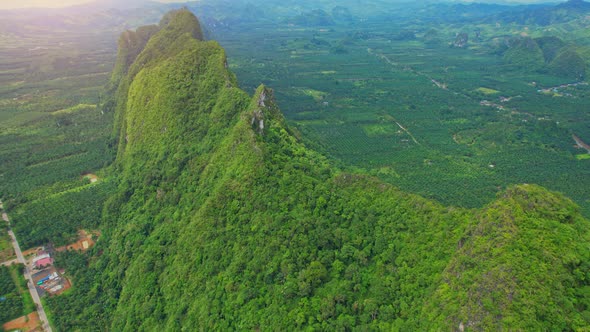 Mountains and tropical plants in southern Thailand