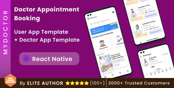 Doctor Appointment Booking App Template | React Native | 2 Apps | User App + Doctor App | MyDoctor