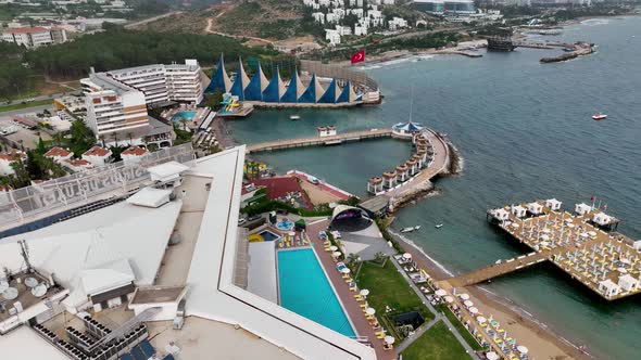 Infrastructure of hotels aerıal vıew Turkey Alanya 4K