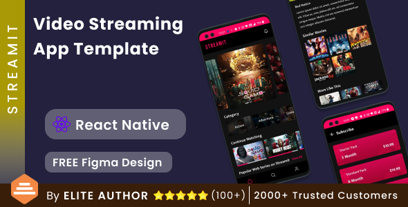 Movie Series Video Streaming Android App Template + Video Streaming iOS App Template in React Native