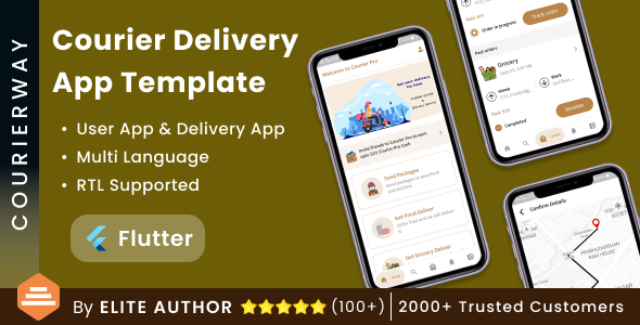 Courier Delivery Template | Flutter | 2 Apps | User & Delivery App | Multi Language | CourierWay