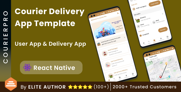 Courier Delivery React Native App Template | 2 Apps | User App + Delivery App | CourierPro
