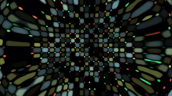 Abstract distorted animated pattern with glowing elements. Simple animation