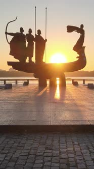 Monument To the Founders of the City in the Morning at Dawn