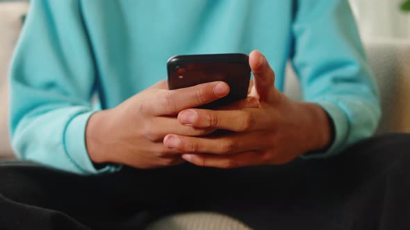 African American Man Using Smartphone