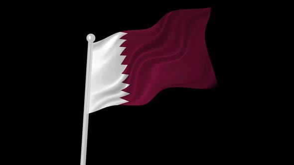Qatar Flag Flying Animated Black Background
