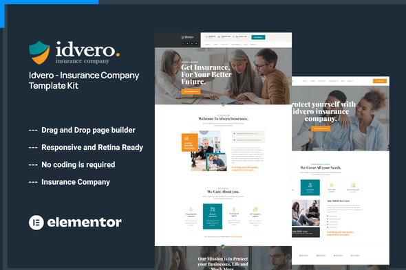 Idvero – Insurance Company Elementor Template Kit – 0 Sold!