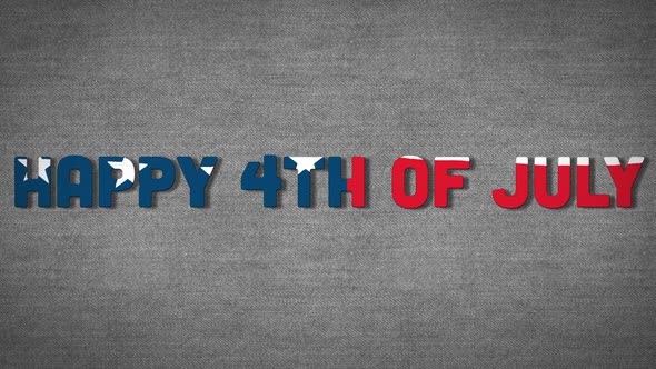 Animation of a text Happy 4th of July made of U.S. flag waving on grey background