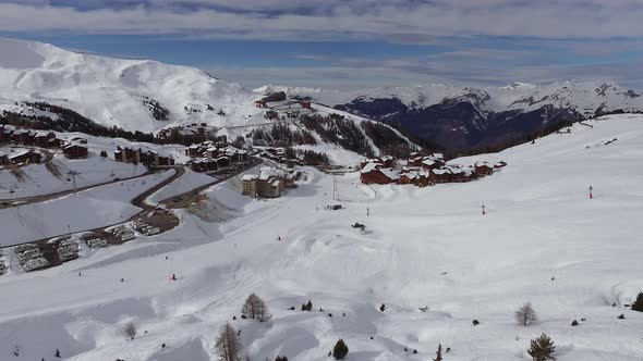 Aerial view of La Plagne ski resort