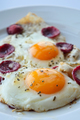 fried egg mixed with sausage on a plate  - PhotoDune Item for Sale