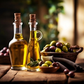 Bottle of olives oil and olives fruits. AI generative - PhotoDune Item for Sale