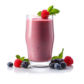 Milkshake with raspberries and blackberries on a white background. - PhotoDune Item for Sale