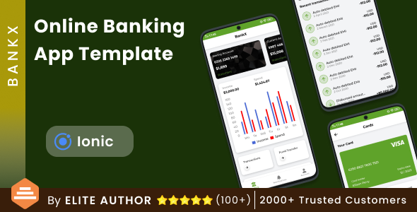 Online Banking Android App + Online Banking iOS App Template| Bank App| BankX | Ionic