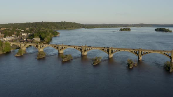 Columbia Wrightsville Bridge in Lancaster County Pennsylvania Susquehanna River Sunset Aerial