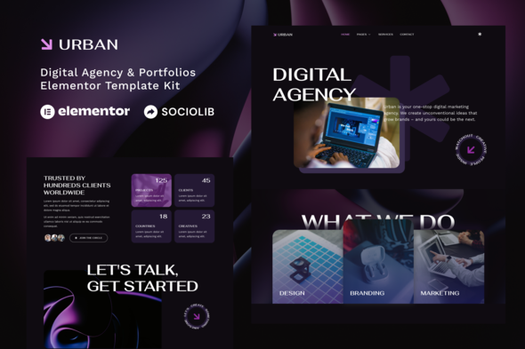 Urban - Dark Digital Agency & Portfolios Elementor Template Kit