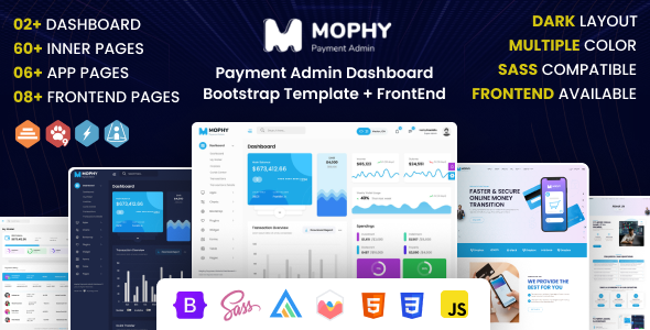 Mophy - Payment Admin Dashboard Bootstrap Template + FrontEnd