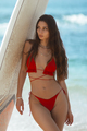 Stylish Surfer in Red Bikini at Beach Summer Trip - PhotoDune Item for Sale