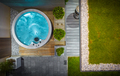 Hot Tub Inside Modern Back Yard Garden Aerial View - PhotoDune Item for Sale