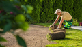 Caucasian Landscaping Worker Installing New Lawn Made From Natural Grass Turfs - PhotoDune Item for Sale