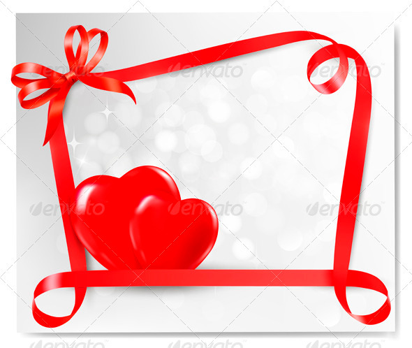 Valentine background with two red hearts