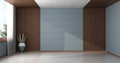 Empty room with wood paneling and blue wall - PhotoDune Item for Sale