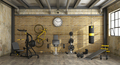 Gym room in a loft with Fitness set room with weight machines - PhotoDune Item for Sale