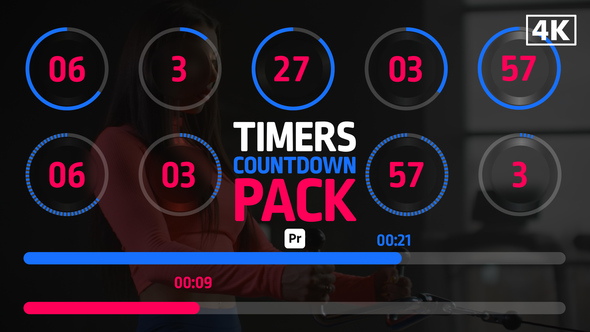 Timers Countdown Pack for Premiere Pro Timers Countdown Pack - Digital Timer Counter Motion Graphics